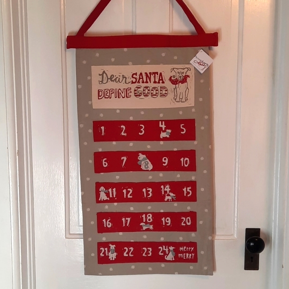 Primitives by Kathy Other - Dog Pet Holiday Christmas Countdown Treat Calendar Pockets Fabric Hanging
